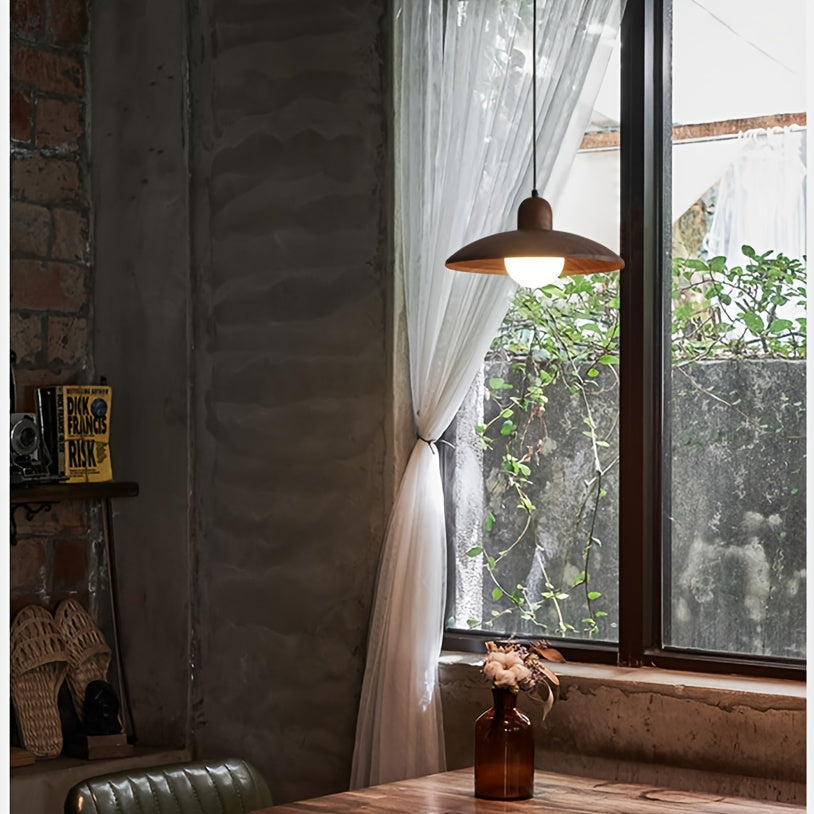2PC walnut wood dome pendant light, modern adjustable pendant light, rustic farmhouse hanging pendant lighting, suitable for kitchen island, dining room, office... {bulb not included}