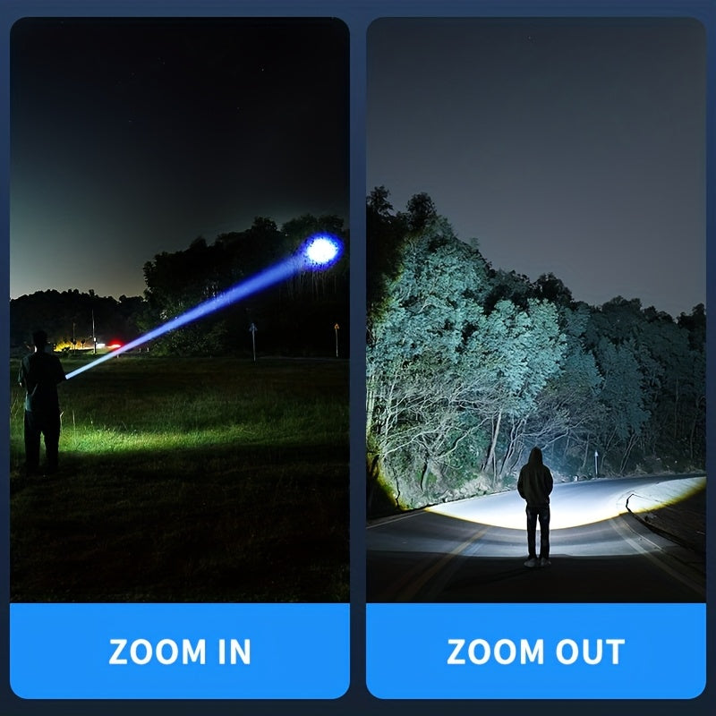 2-Pack Smiling Shark High Lumen LED Flashlights, Rechargeable Handheld Work Light, Super Bright Torch with Portable Clip Spotlight, 3 Lighting Modes, Type-C Fast Charge, for Camping Hiking Emergency SD7115