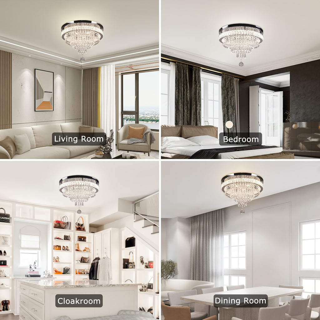 19.7-Inch Crystal Chandelier Crystal Ceiling Light LED Recessed Light Modern Pendant Light Suitable for Living Room Bedroom Dining Room (Cool White), Bedroom Chandelier, Fashion Chandelier, Elegant Chandelier