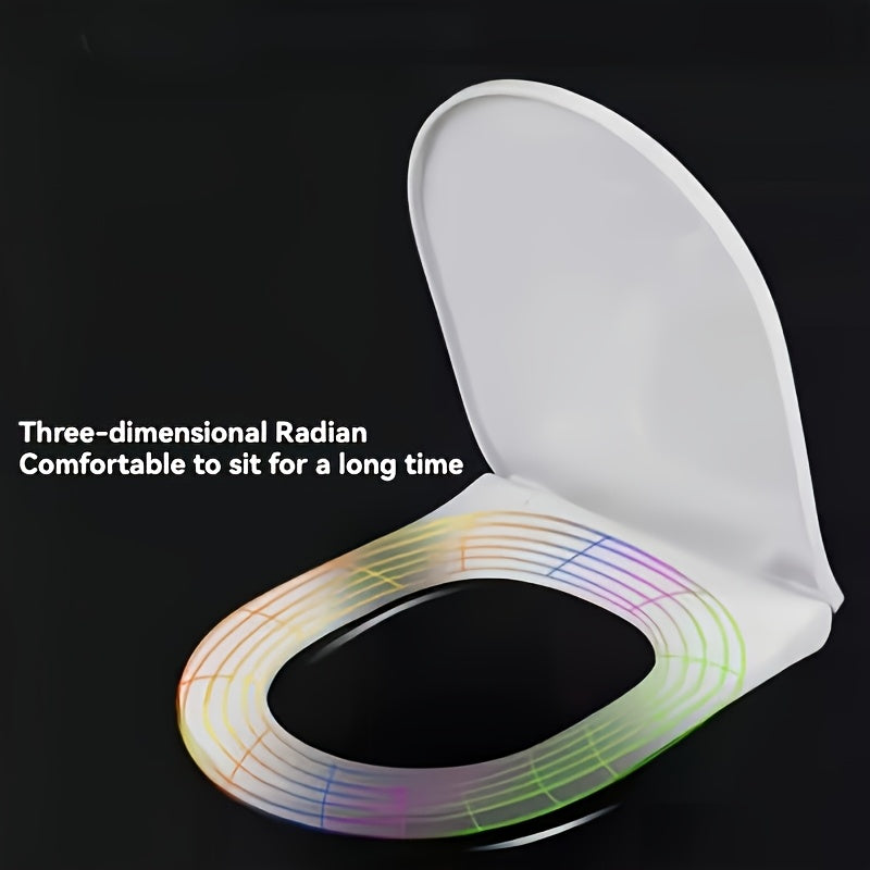 1Pc Toilet Lid & Tank Cover Set - Silent Closed Toilet Seat Cover, Durable PP Material, Easy On/Off, U-Shaped Design, Bathroom Comfort