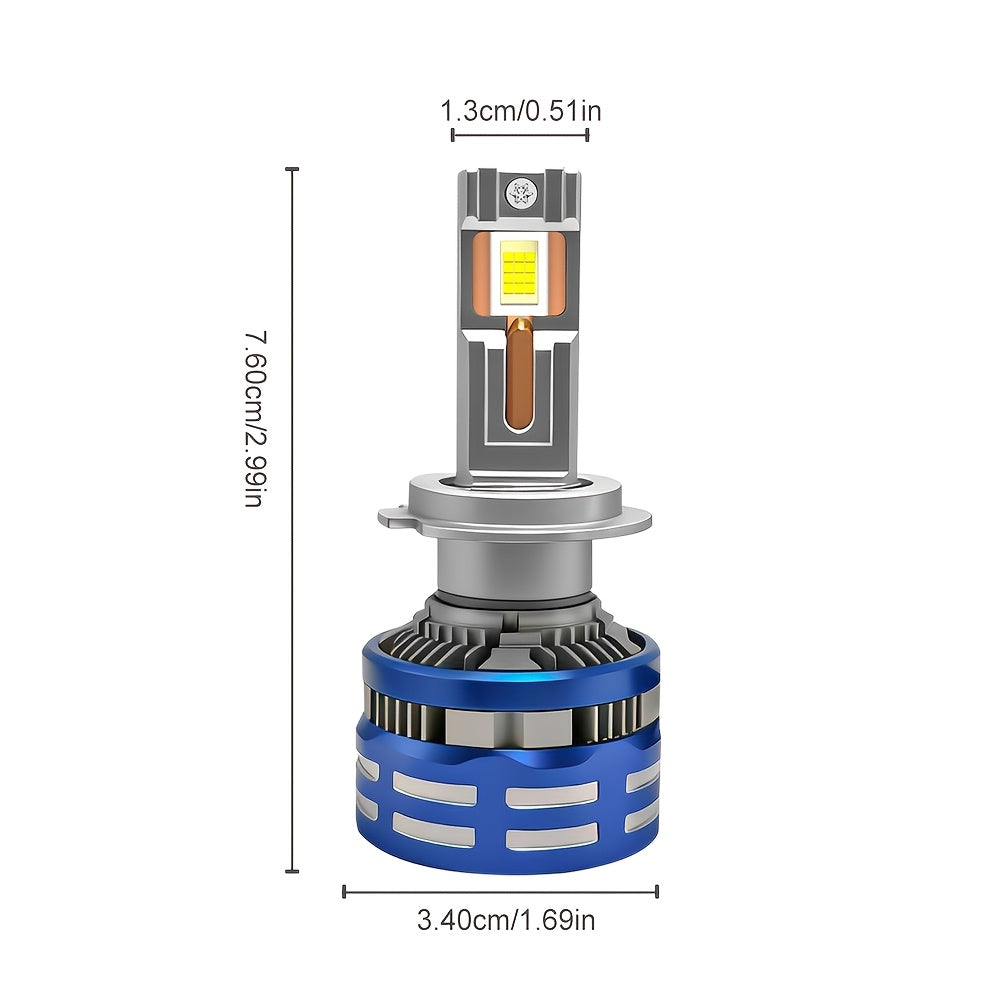 2Pcs 59500 Lumens High Brightness H7/H18-QP006 9005/HB3 9006/HB4 H1 H4 LED Bulbs, 300W Power, Super Bright 6500K White Light, High/Low Beam CSP LED Headlights, Long-Lasting Durability, Aluminum Construction