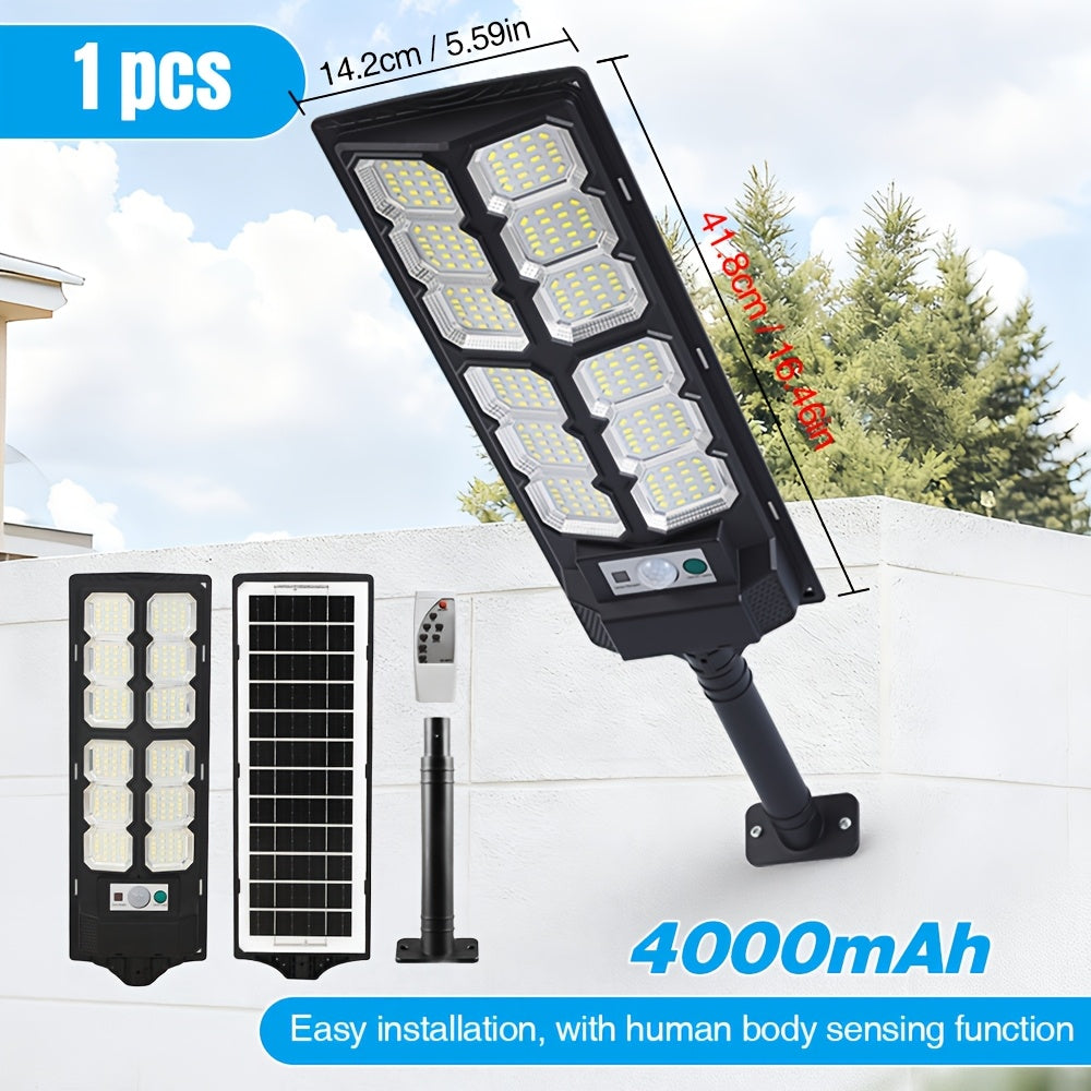 1pc/2pcs - Outdoor Solar LED Floodlight, Outdoor Solar Street Light, Dusk-to-Dawn, 13000 Lumens Brightness, Solar Wall Mount Light with Motion Sensor and Remote Control, Perfect for Courtyard, Parking Lot, Warehouse or Driveway.