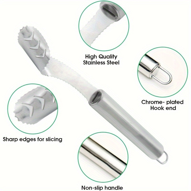 Household Chili Corer, Multifunctional Serrated Stainless Steel Pepper Seed Remover, Kitchen Tool for Seeding Bell Pepper Chili Bitter Melon