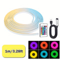 LQHZMYY Rog霓虹灯可弯曲可变色可diy裁剪的多功能RGB LED霓虹灯条 带遥控器 - USB供电，多色游戏与卧室装饰照明|电脑外接配件，适合多种场景，节日派对优选