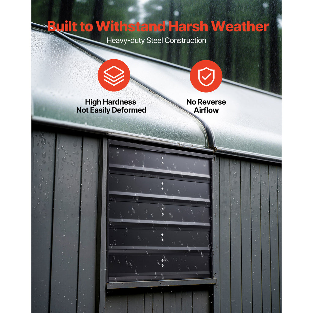VEVOR 10/12/14/20/24 Inch Window Shutter Exhaust Fan, Wall Mounted Attic Vent Fan with Variable Speed Controller, AC Motor, Heavy Gauge Steel, Low Noise, Black, Ideal for Shed Garage Greenhouse Ventilation Cooling
