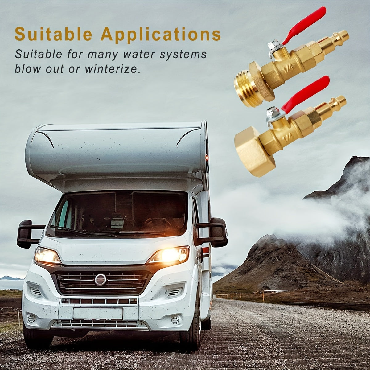 RV Winterize Blowout Adapter, with 1/4" Quick Connect Plug and 3/4" Garden Hose Thread, Winterize Quick Adapter with Ball Valve for Boat Camper Trailer Sprinkler System Irrigation Kit Fittings