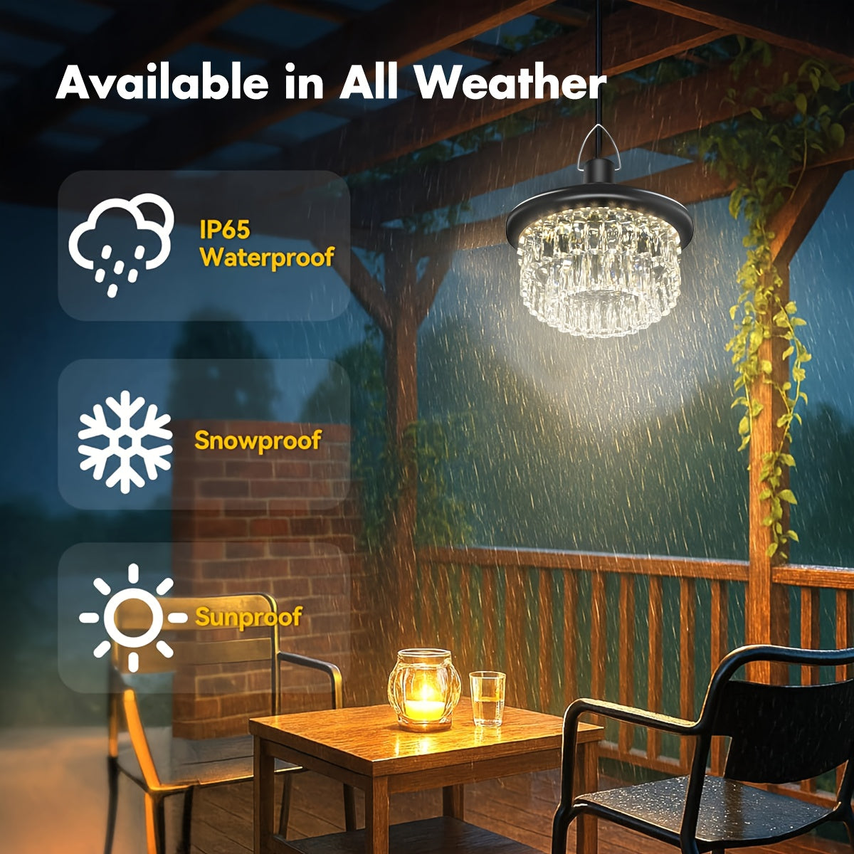 Solar Outdoor Hanging Light, Outdoor Decorative Lighting, Outdoor 360° Wide-Angle Waterproof Floodlight, Brilliant Lighting, Timed Illumination, Adjustable Color Temperature, Can Be Used as Porch and Courtyard Light, Outdoor Ornament