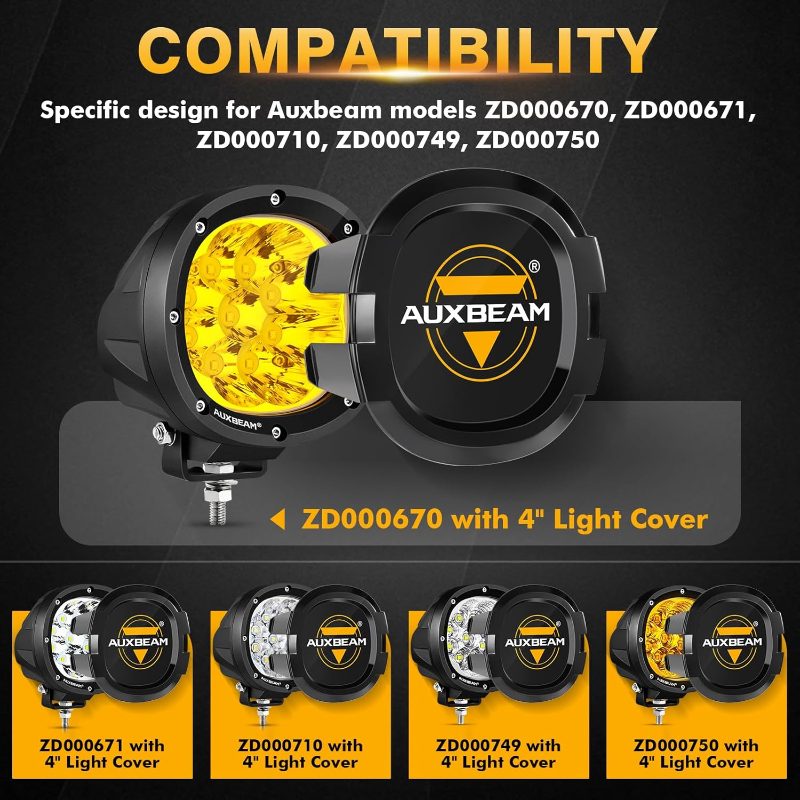 P4 Series 4 Inch Round Light Cover Black Lens Protective Cap Offroad Light Bar Cap Driving Fog Light LED Bulb Cover 2 Pack