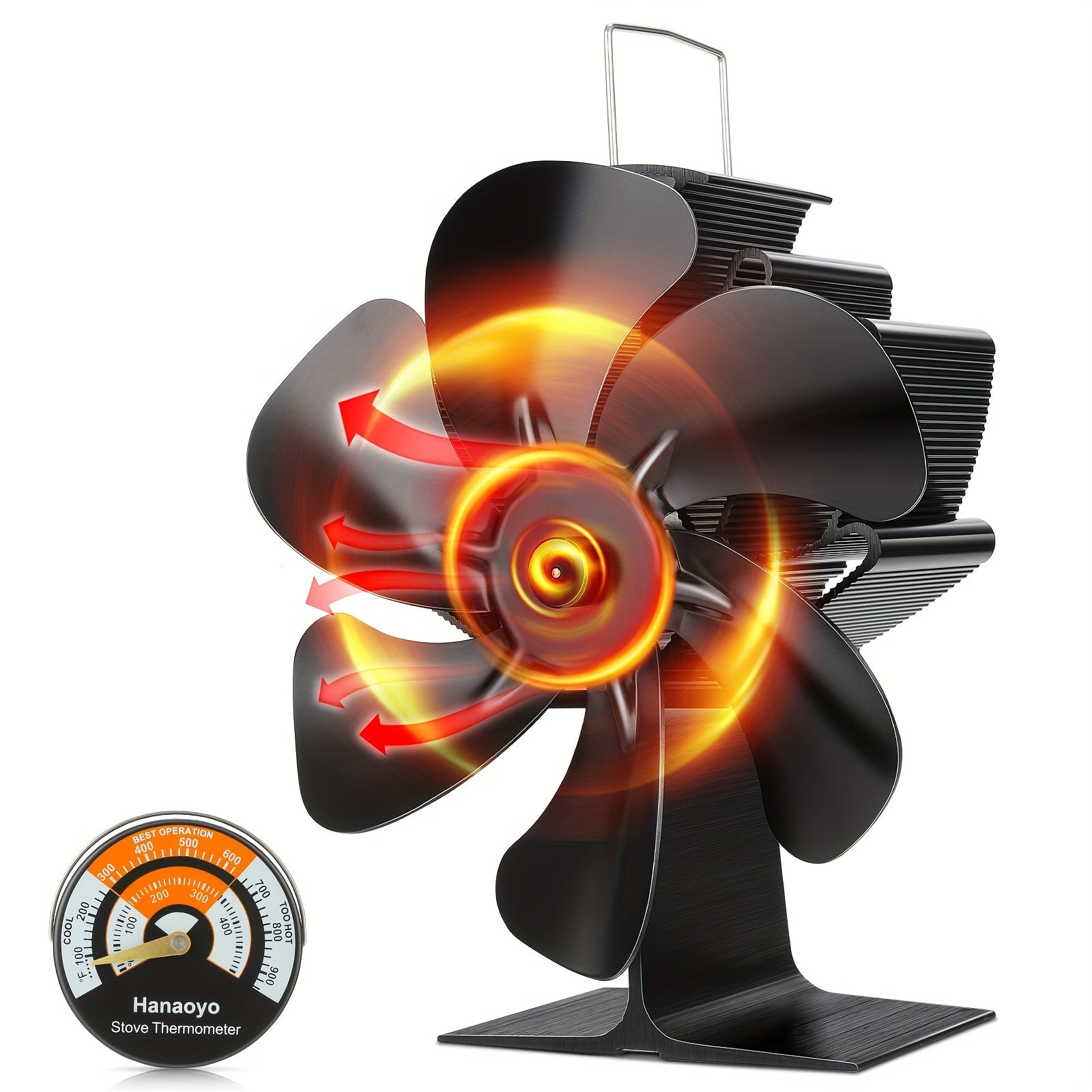 Huayang Silent Heat-Powered Fireplace Fan, No Electricity Needed, Efficient Heat Distribution, for Wood / Log Fireplaces, Perfect Christmas &amp; New Year Gift, Holiday Birthday Gift Set