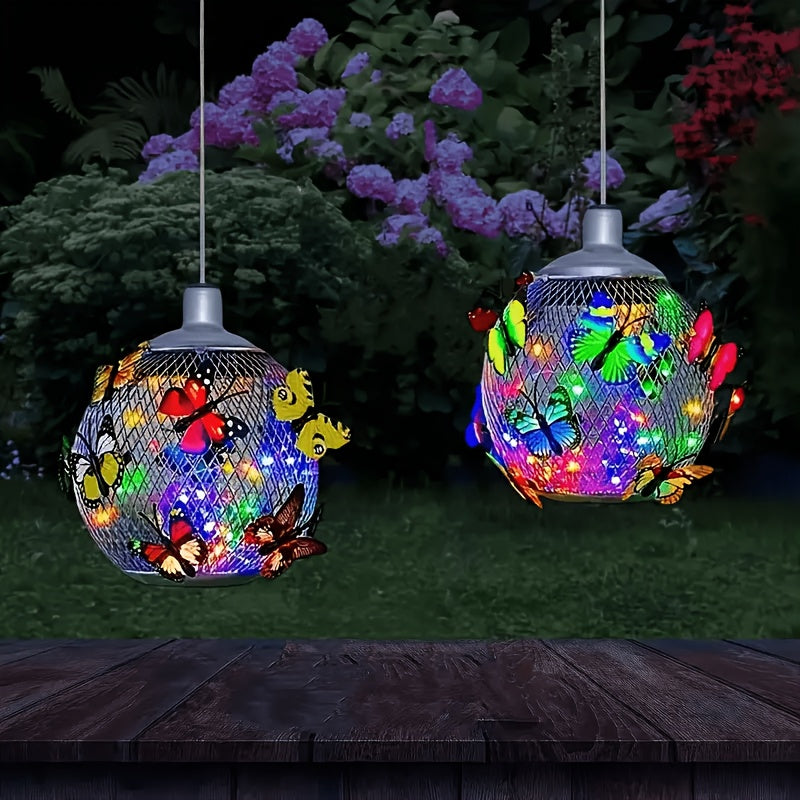 BEAKJEONG One or Two Pieces Outdoor Courtyard Solar Light, Butterfly Globe Light, Suitable for Mother's Day, Valentine's Day, Birthday Party, Wedding Decoration, Lawn, Garden, Patio Creative Animal Style Solar Light Holiday Decoration,