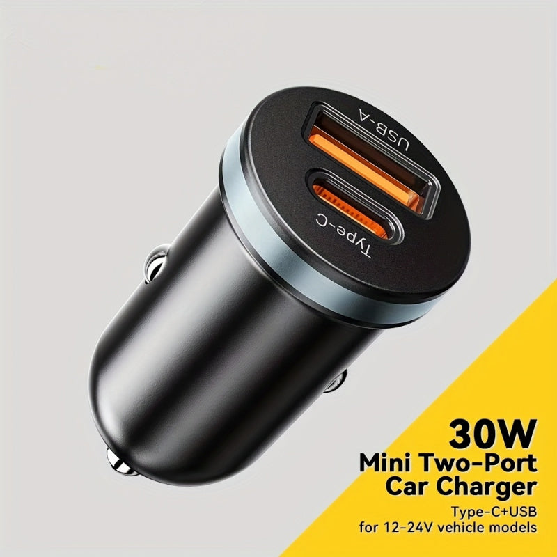 New 30W Super Fast Car Charger - Dual Port USB-C PD3.0/QC3.0 Adapter, Compatible with Iphone 16/15/14/13, Samsung S25, Ipad, And Android Devices (35 Minutes Quick Charge), Easter Gift, Fast Charging Adapter, Charger, Dual-Port Layout