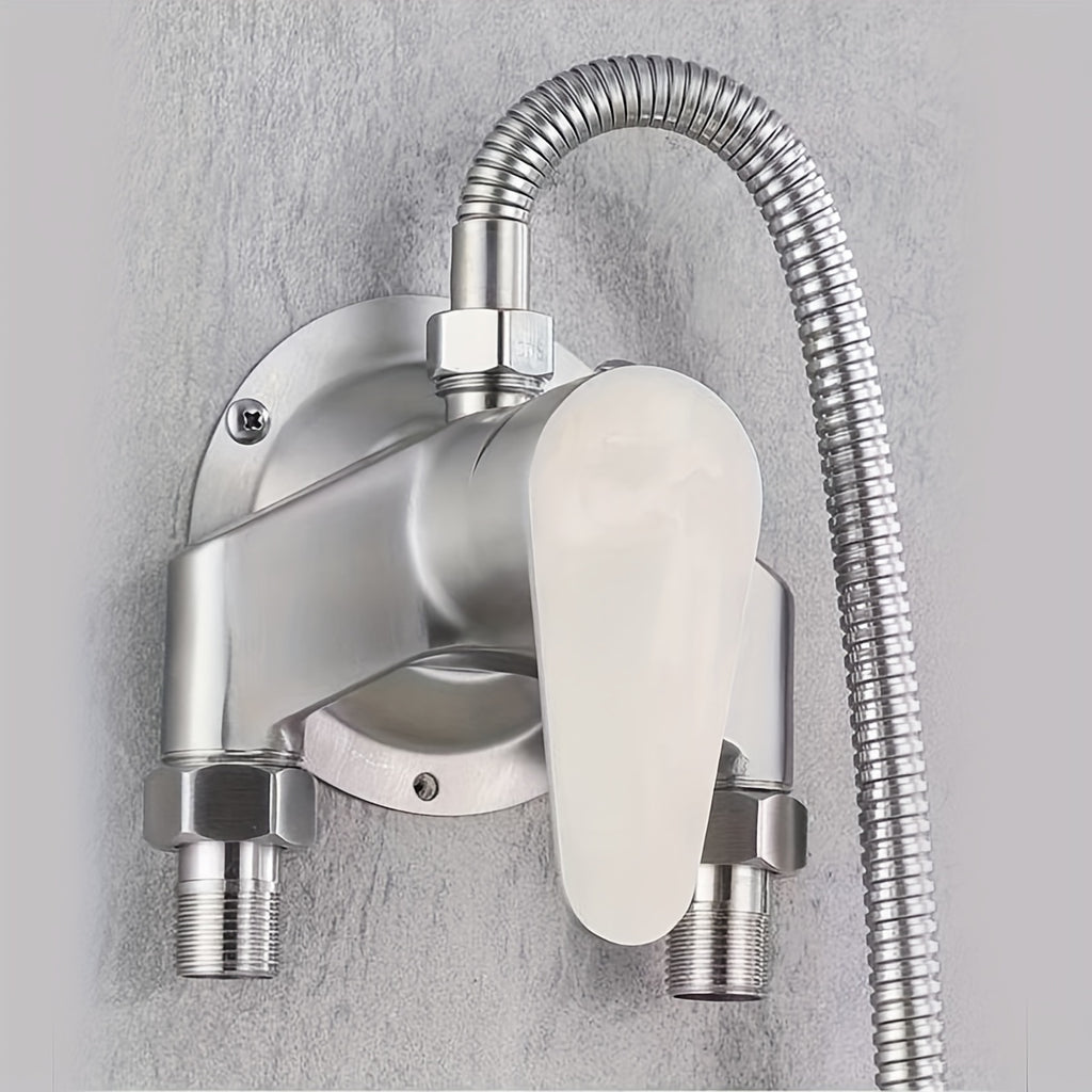 Stainless Steel Shower Faucet - Hot & Cold Water Mixer, Brushed Finish Minimalist Design Wall Mount Shower Valve for Bathroom & Shower