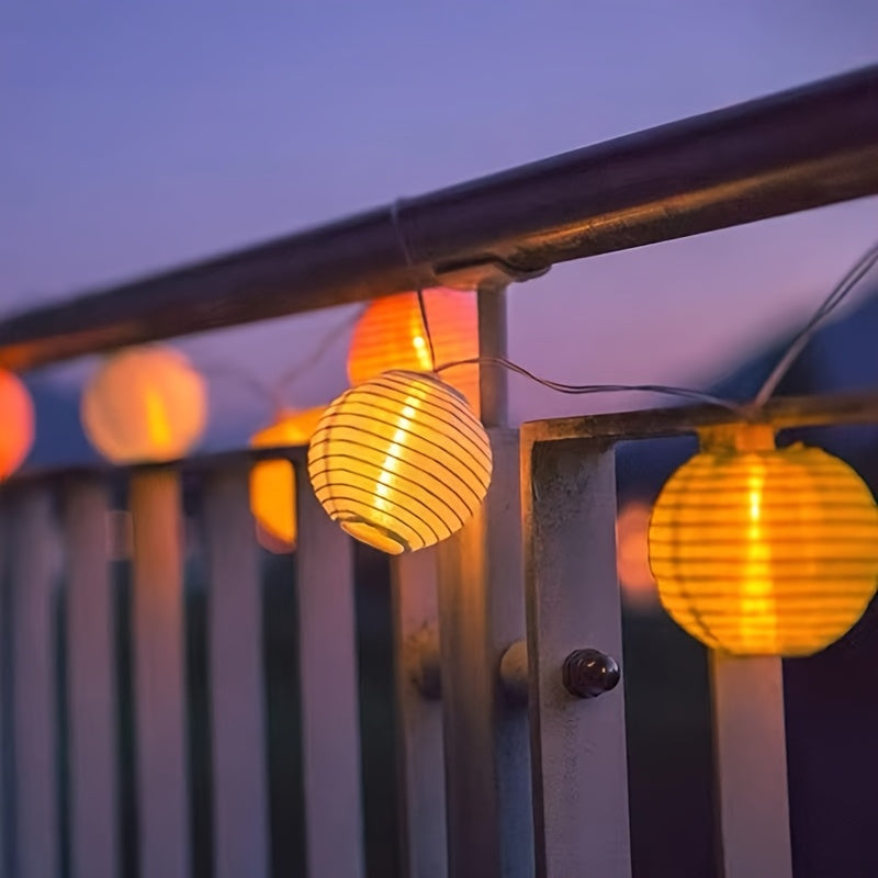 1套，10LED/20LED白色灯笼新奇灯饰，家居节日装饰纸灯派对氛围灯室内灯串，电池款【不含电池】