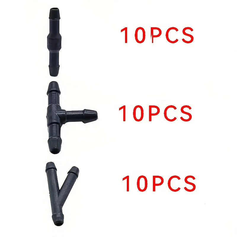 18/30PCS Windshield Washer Hose Connectors – 3 Shapes Available for Car Wiper Water Pipe
