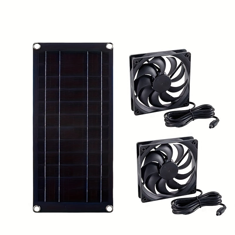Sunant 10W Solar Panel Fan with 2 Fans, Solar Powered Electric Ventilator, Perfect for Livestock Cooling, Greenhouse Ventilation, Chicken Coop and Pet House
