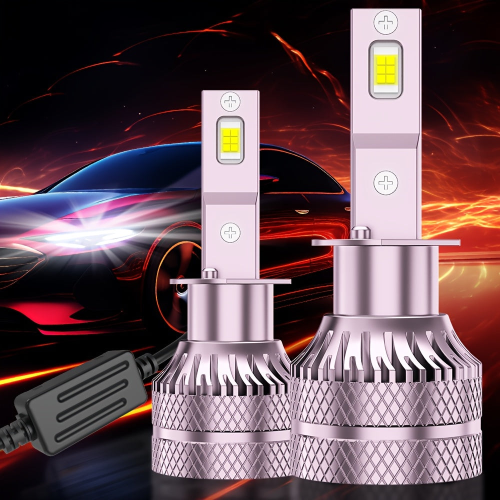 2-Pack LED Headlight Bulb Combo 9005+9006, 12V/24V 5000K Double-Sided Super Bright COB Chips, No Battery Included, Car Lighting, Transparent Beam Light, High Performance Bulbs