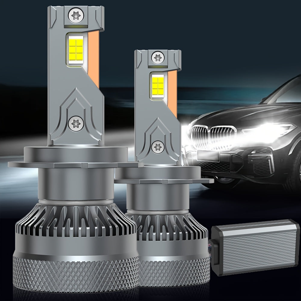 2pcs Super Bright H11 LED Headlight Bulbs H4/9003/HB2-QF003 H7/H18/H1/9006/HB2/H11/9005/H16/H9/9012, 6500K, 800% Brightness, 43000 Lumens, with External Driver Canbus Plug-and-Play