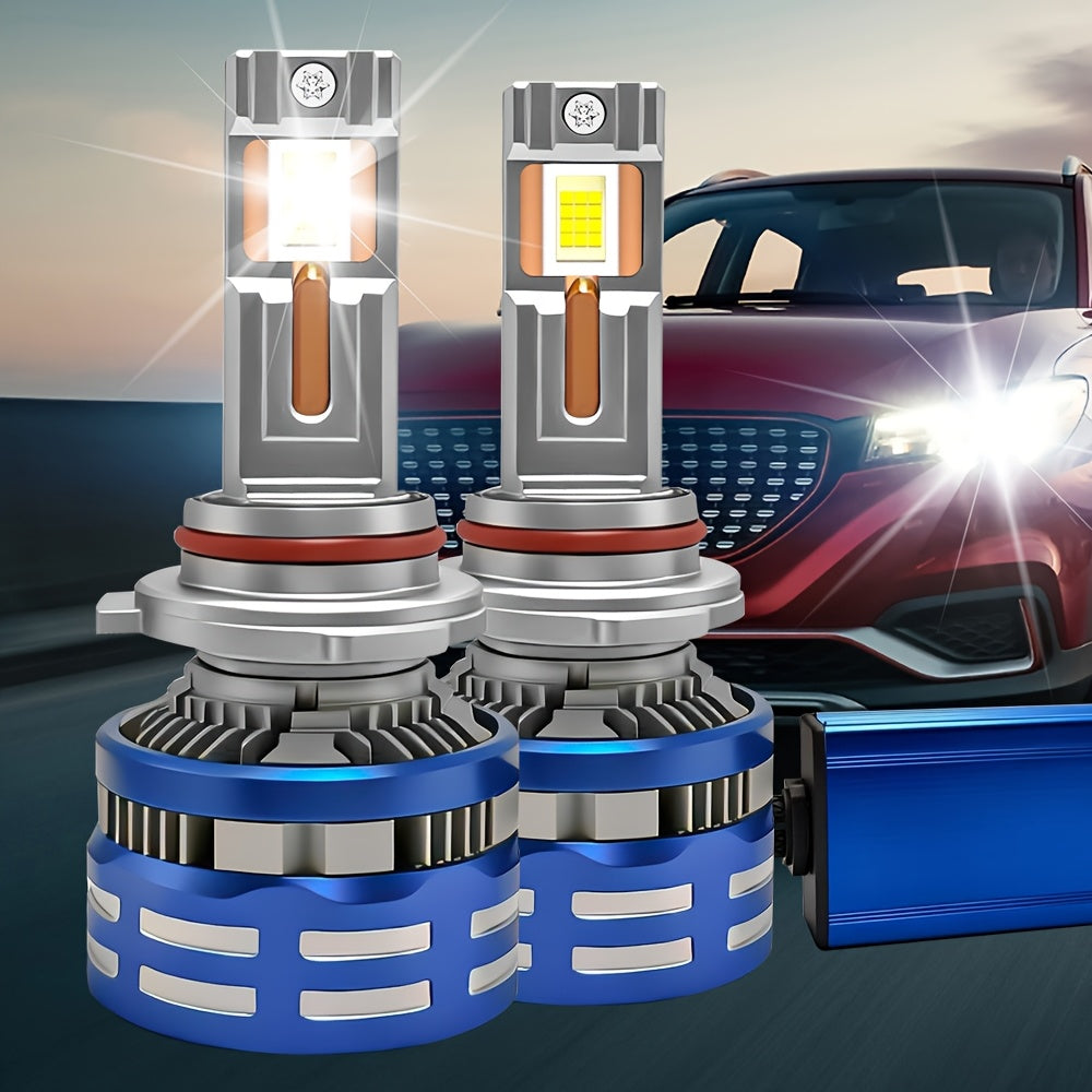 2Pcs 59500 Lumens High Brightness H7/H18-QP006 9005/HB3 9006/HB4 H1 H4 LED Bulbs, 300W Power, Super Bright 6500K White Light, High/Low Beam CSP LED Headlights, Long-Lasting Durability, Aluminum Construction