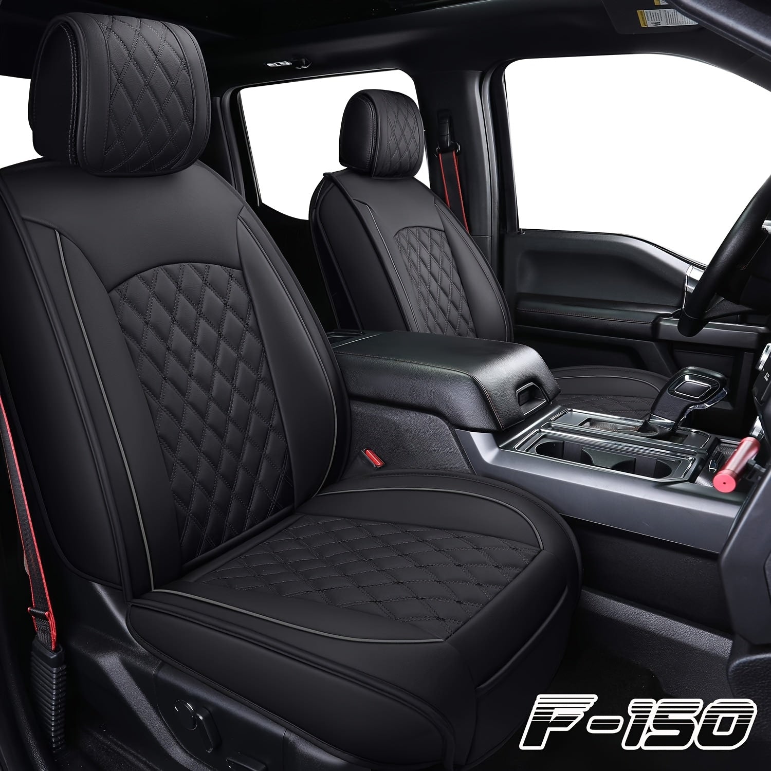 Aierxuan Offers a Complete Set of Car Seat Covers for F150, Made of Waterproof Artificial Leather. These Car Seat Cushions Are Designed to Fit a Variety of Vehicles, Including SUVs and Pickup Trucks, Especially Ford Models from 2009 to 2025.