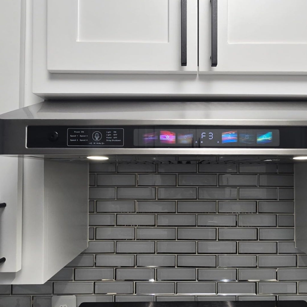 BRANO 30-Inch Built-In Range Hood with Voice/Gesture/Touch Control, 900 CFM High-Performance Exhaust Fan, Stainless Steel Kitchen Ventilation Grille with LED Light, 4-Speed Silent Operation