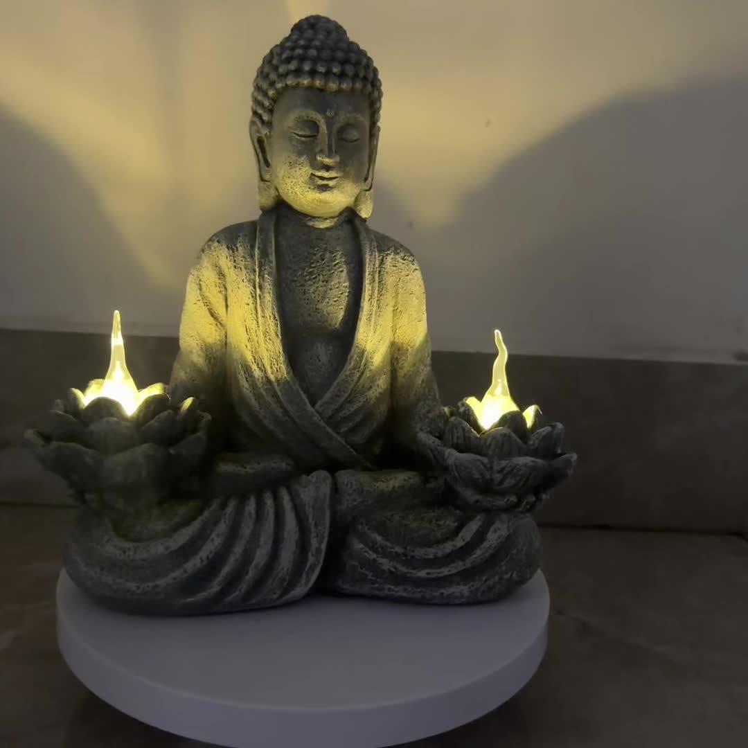 One Zen Solar Buddha Statue Garden Light, Christmas Decorative Solar Meditation Garden Buddha Statue, Courtyard Lawn - Indoor/Outdoor Decoration, Perfect for Balcony, Garden, Courtyard, Porch Courtyard Art Decor, Gift
