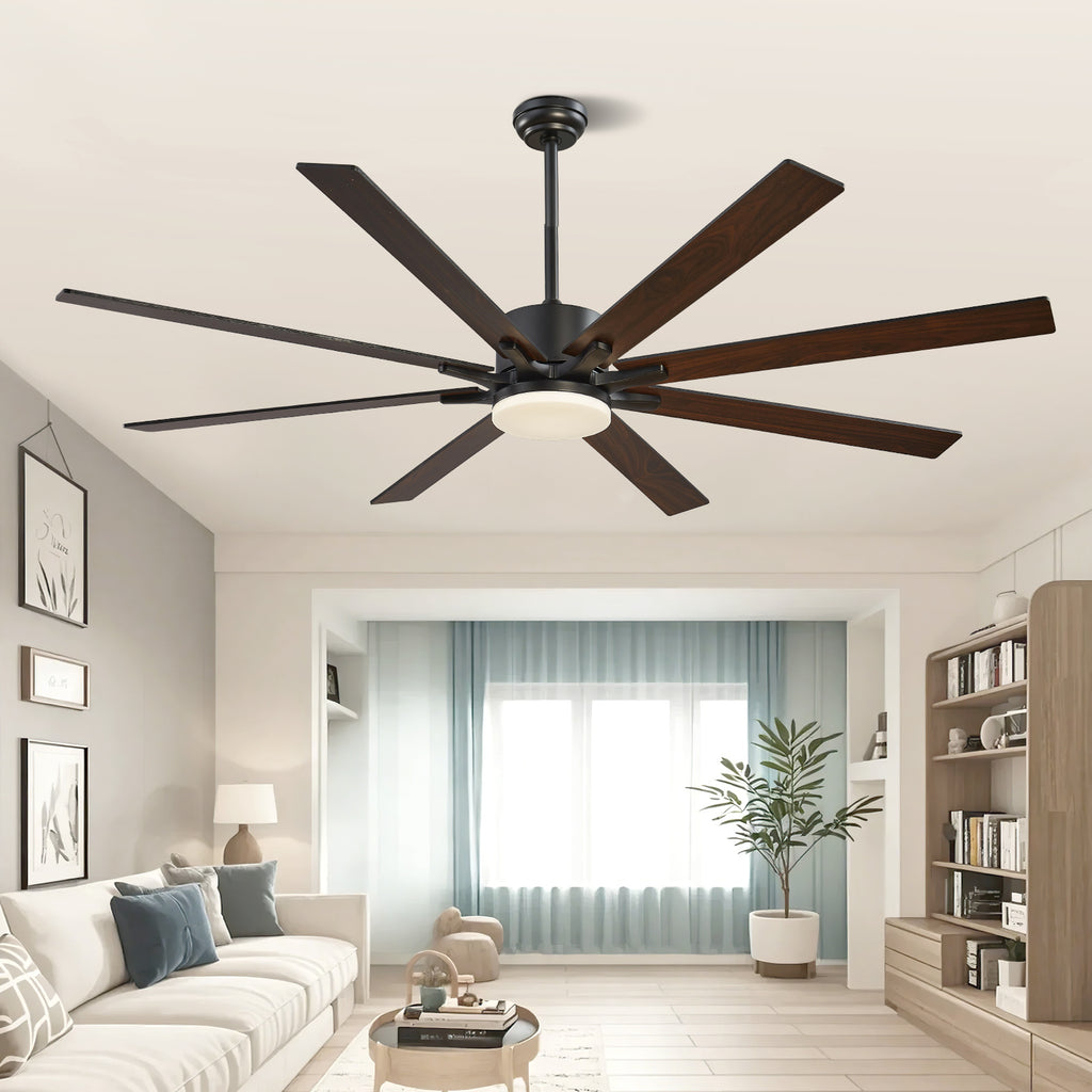 72 Inch Ceiling Fan with Light, 6 Speed Remote Control, Reversible Motor, Coffee Black Color