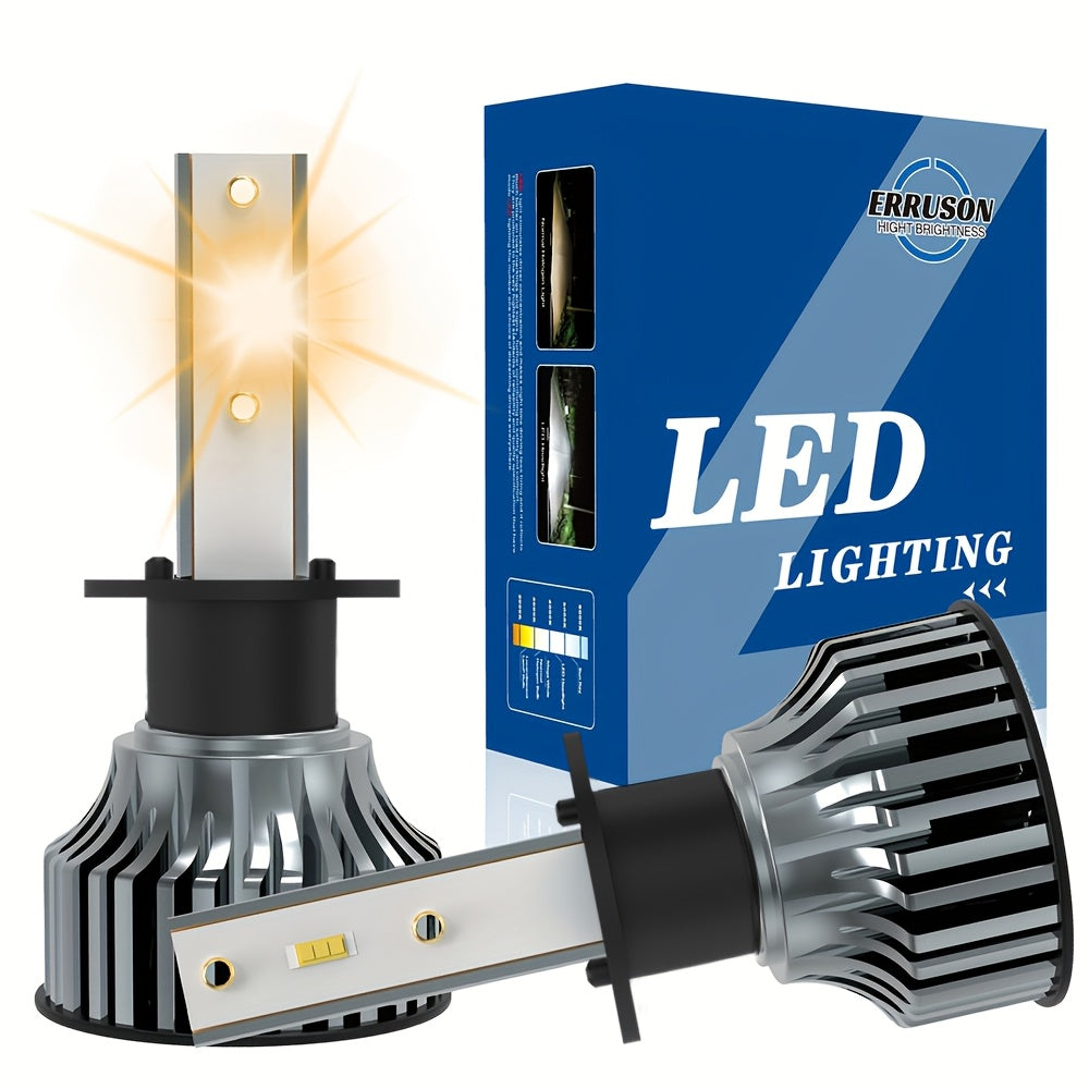 Erruson 2-Pack Dazzling Car Bulbs 9005/HB3 9006/HB4 H11 H4 H7 H1 High/Low Beam Dual-Use Turbo Light, 30000 Lumens 300W 3000K/4300K/6000K/8000K/25000K Car Light, 700% Brightness