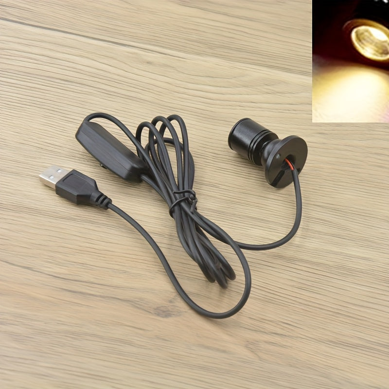 Jewelry light USB mini small spotlight, 5V decorative ambiance light color light, Christmas small lamp, Halloween creative handmade light, accent wall light, surface-mounted non-waterproof, figure cabinet spotlight, model modeling light