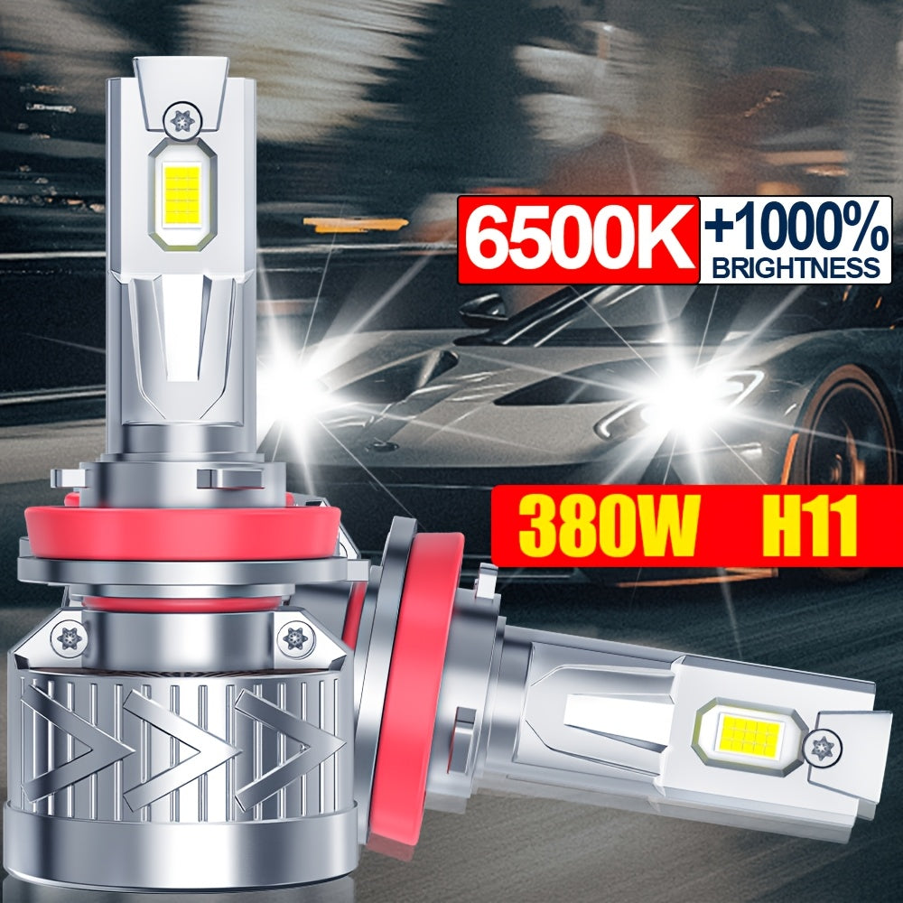 2-Pack LED Car Headlight Bulbs H1 H4 9003 HB2 H7 H18 H8 H9 H11 H16, 2000 Lumens, 6500K, Plug-and-Play, with External Driver, Compatible with 9005 9006 9012, 1000% Brightness Increase, Equipped with Fast Cooling Fan