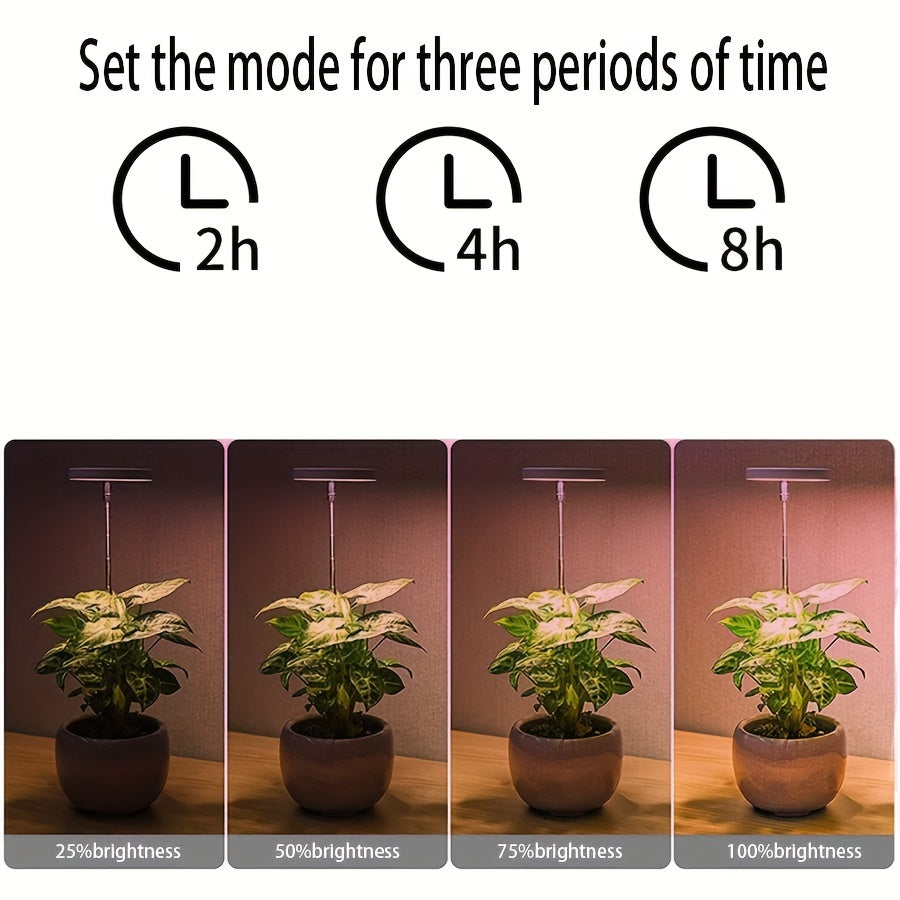 3 Pcs LED Plant Grow Light, Indoor Full Spectrum Ring Grow Light, Adjustable Height & Angle USB 5V Plant Lamp with 2/4/8H Auto Timer, 3 Lamp Heads, Seedlings Succulents Starting Grow Light