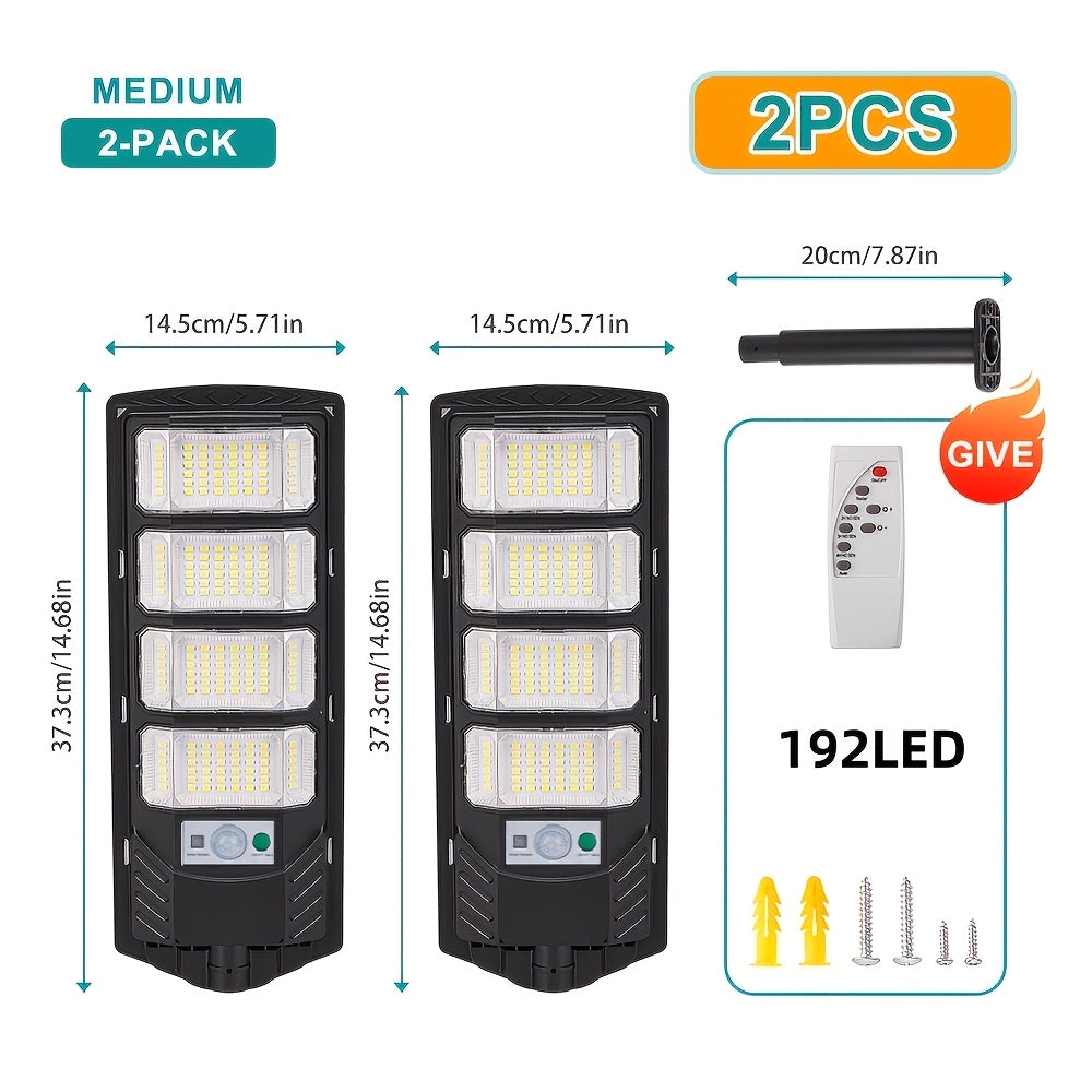 2 Pack Outdoor Solar Light, Home Backyard Dusk-to-Dawn Floodlight, with Wide Angle Motion Sensor, Remote Control, Solar Wall Light, Perfect for Commercial Courtyards, Gardens, Villas, Shop Entrances, Plazas, Sports Fields