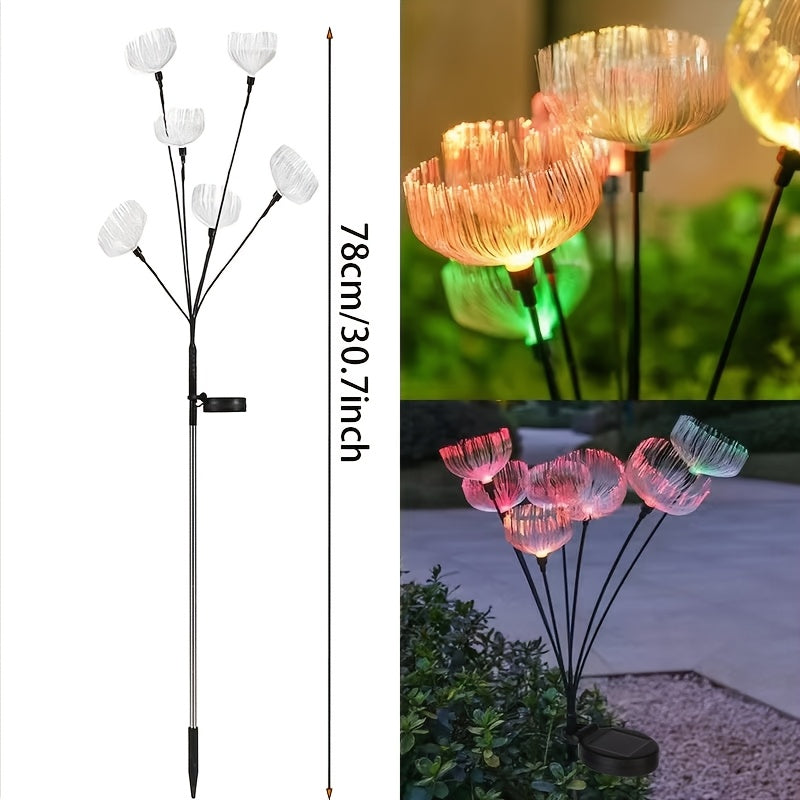 Solar 6 Jellyfish Outdoor Light - Automatic On/Off Solar Garden Lantern with Hanging Tentacle Design, Suitable for Path, Lawn, Patio, Halloween, Christmas - Stainless Steel Construction, Lawn Decoration, Holiday Ornament