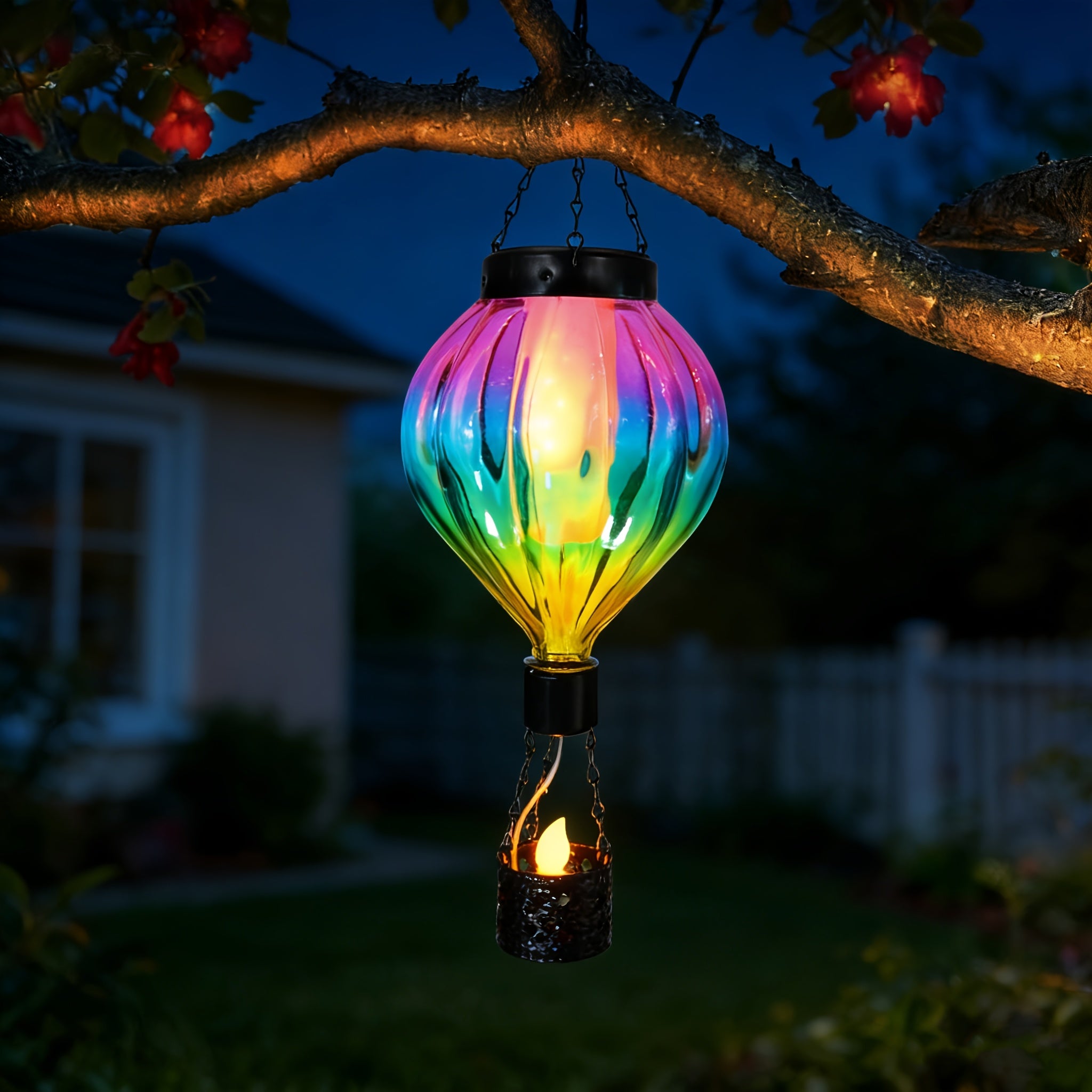 OTDECOR 1-Piece Gradient Color Solar Hot Air Balloon Outdoor Lantern, Hanging Light, IPX4 Colorful LED Hot Air Balloon Courtyard Hanging Decoration, Suitable for Courtyard, Garden, Porch, Ideal Gift to Enhance Outdoor Atmosphere.