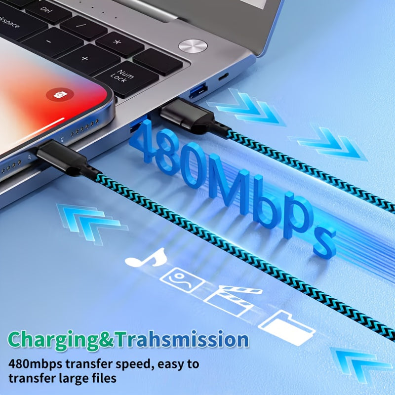 A Set of Two 60W Super Fast Charging Type C to Type C Data Cables, Suitable for Devices Like Samsung, Iphone 15/16, Macbook/Ipad, Xiaomi, And More