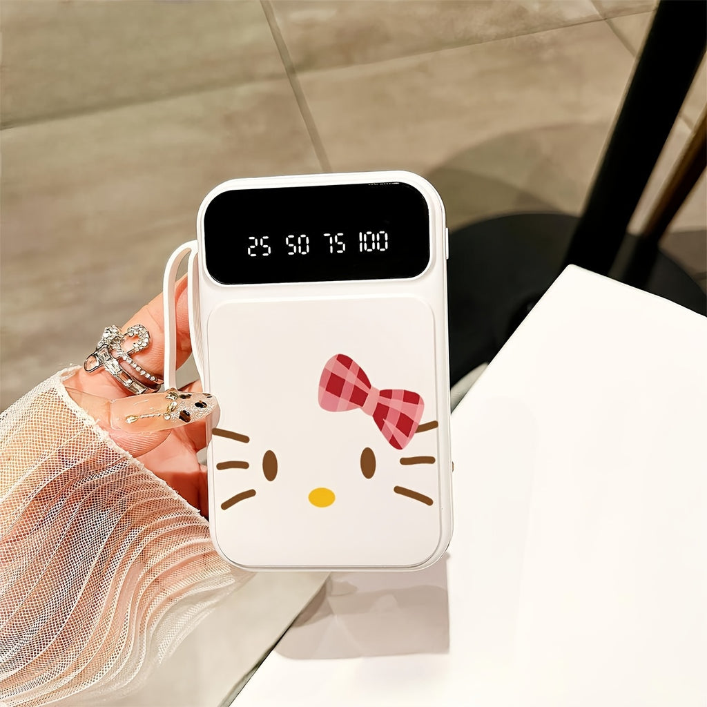 Hello Kitty Power Bank, Kuromi Power Bank 20000mAh Mini Cute Fast Charging Multifunctional, Built-in 4 Cables, Small Size Large Capacity, Kuromi Rechargeable Portable Mobile Phone Charger, Ultra-bright LED Lights, Suitable for IPhone/Android