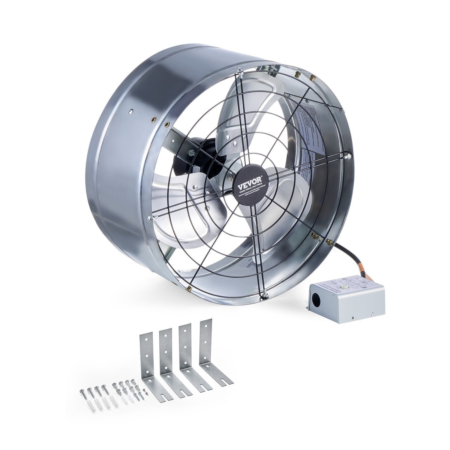 VEVOR 15"/16" Gable Mount Fan, 1300 CFM / 2940 CFM, Adjustable Thermostat Roof Exhaust Fan