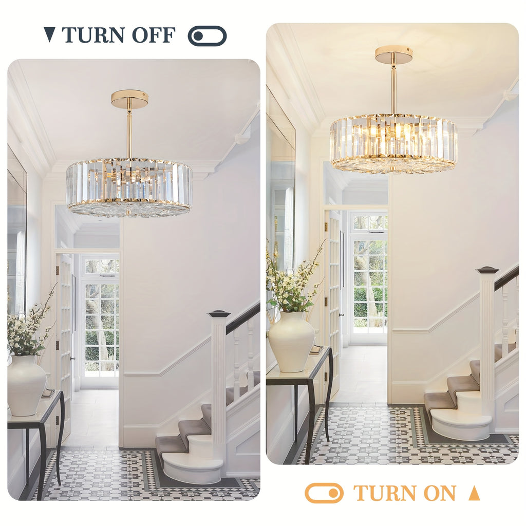 Modern four-light drum pendant light, suitable for dining room, living room or kitchen island