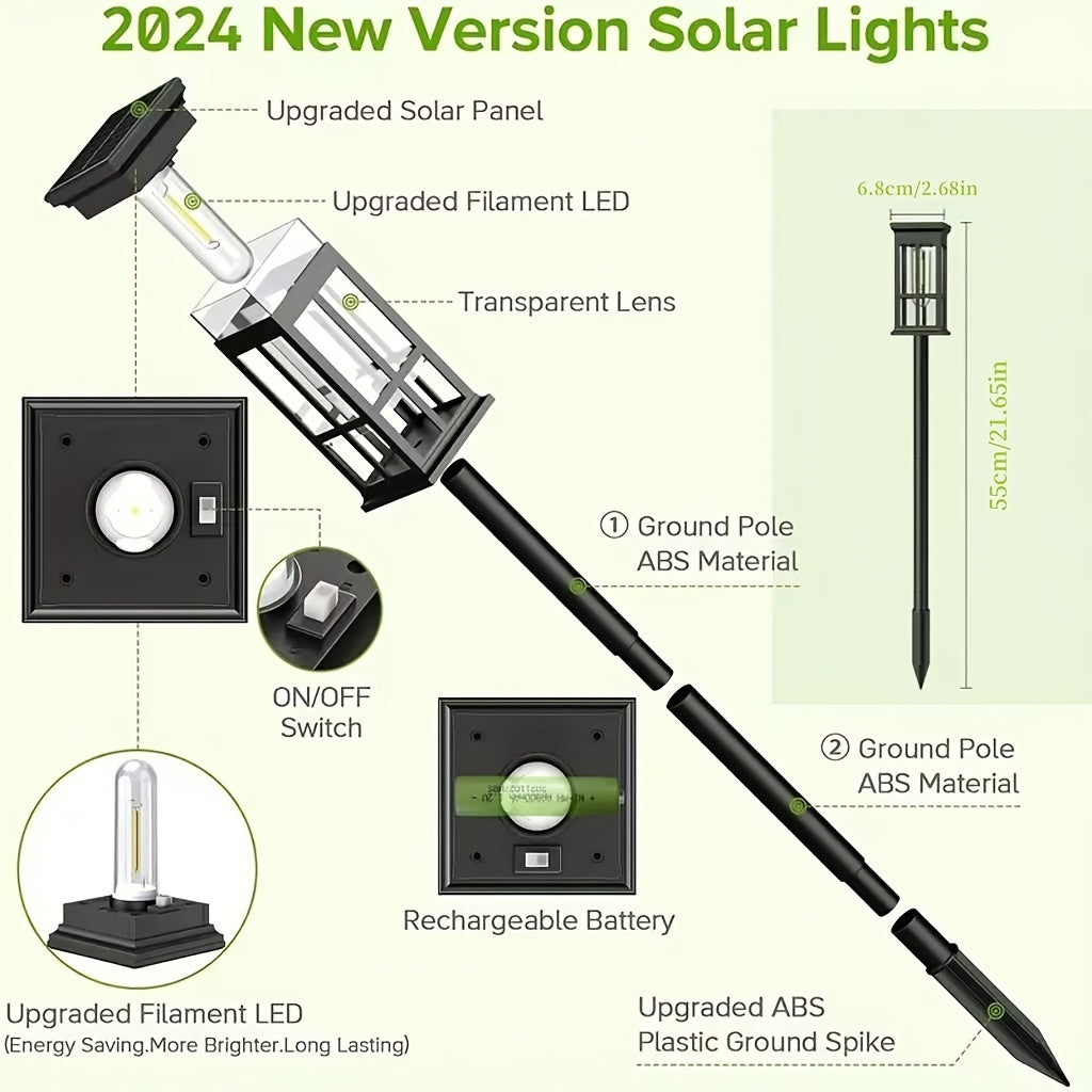 Solar LED Lawn Light - Warm Light, High-Quality Outdoor Garden Lighting, Suitable for Villa, Garden, Patio and Walkway - Available in 4/6/8-Pack, Easy to Install, Solar Garden Light IP54