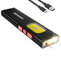 Rechargeable Red Laser EDC Flashlight, 1500 Lumen Flat Flashlight with Red & Blue Light - Small LED Flashlight, Multi-Color Side Light, Magnetic Base, USB-C Charging, Dual Switch for Inspection