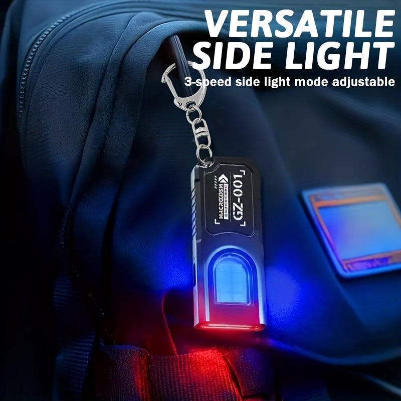 1Pc Mini USB Rechargeable Hands-Free Flashlight, Small Keychain Light, Clip-On Headlamp, 5 Lighting Modes Multifunctional Emergency Lantern, Hanging Tent Light, Perfect for Travel, Camping and Fishing
