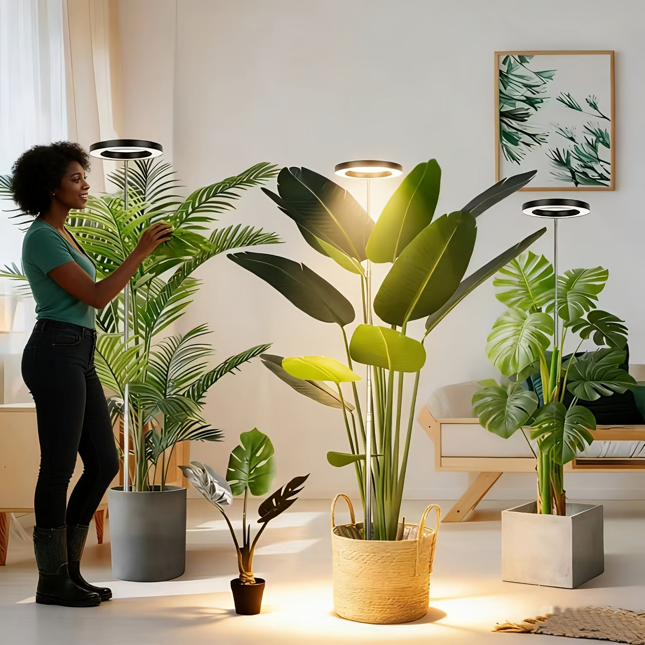 Large Head LED Grow Light, 15.5cm/6.1inch Diameter, USB Powered, Dual Color Temperature, Multi-Light Mode & Brightness Adjustable, Ideal for Indoor Large Potted Plant Lighting
