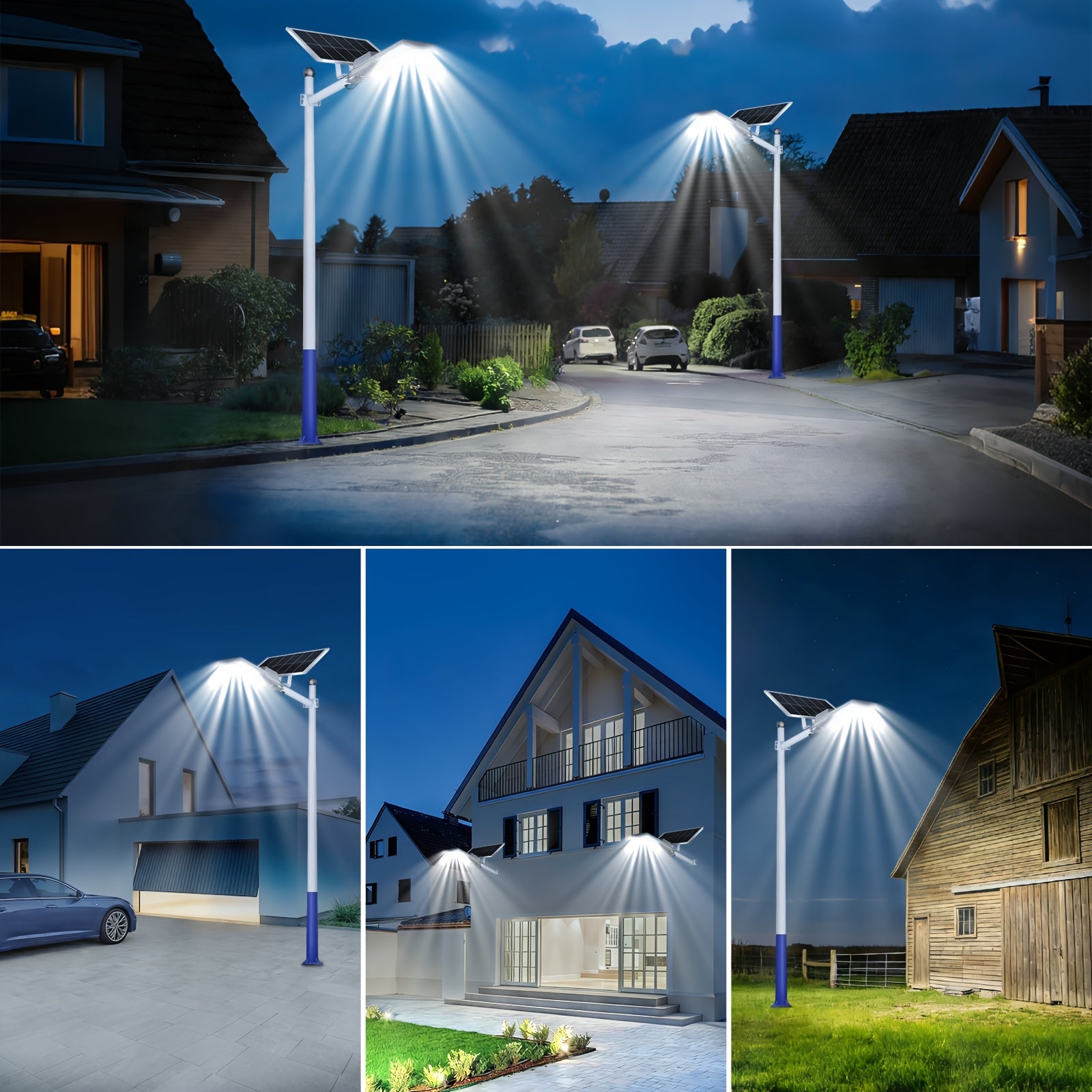 Commercial Grade Solar Street Light Dusk-to-Dawn IPX7 Waterproof Heavy Duty Security Floodlight for Street Courtyard 2/1 Pack