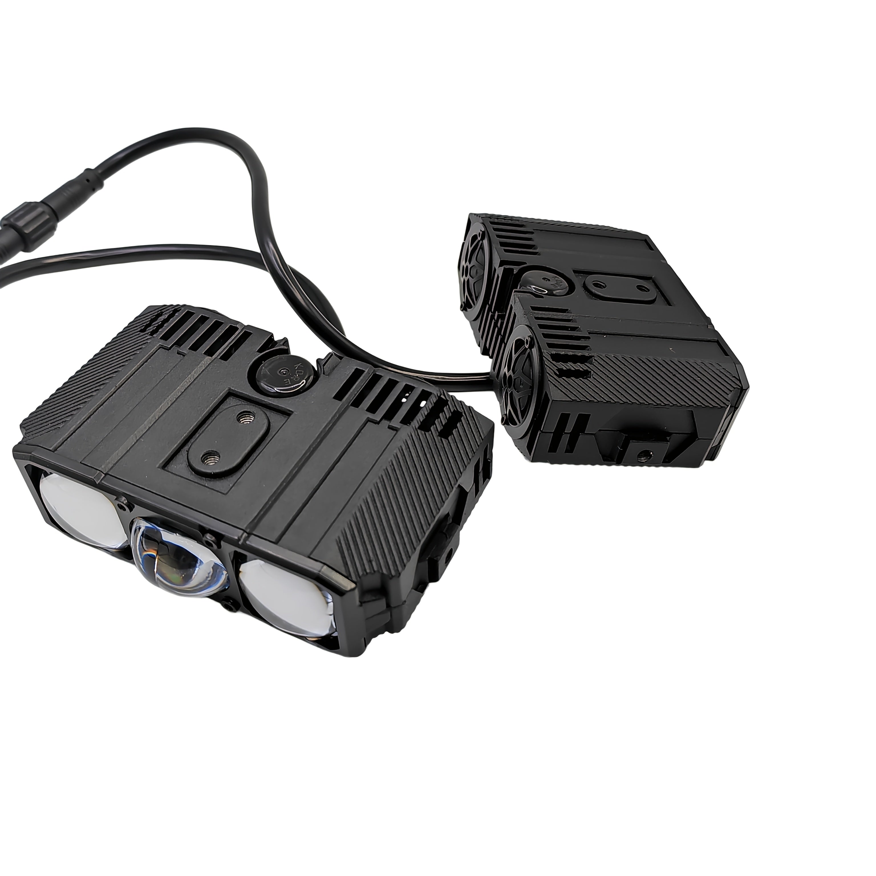 E06L New Car Light, Three-LED First Generation, Spot Beam Model, White/Yellow Dual Color (with Reflector Cup), 85W, for Motorcycle & Scooter Modification, Integrated High/Low Beam, 2-Pack