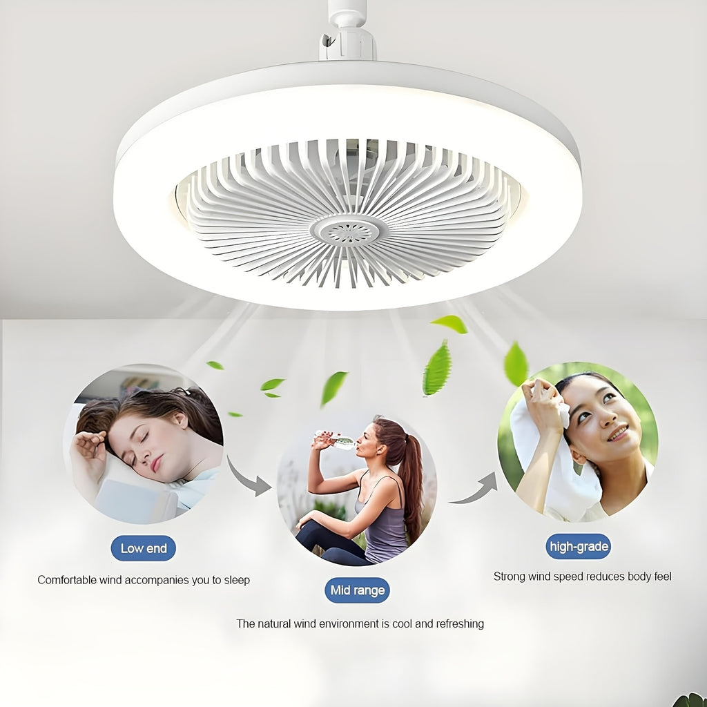 10 Inch LED 360° Rotating Ceiling Fan Light with Remote Control, 3 Color Modes &amp; 3 Speed Levels, E27/E27 Base Easy Installation, 4 Modern Designs, Ideal for Bedside Use