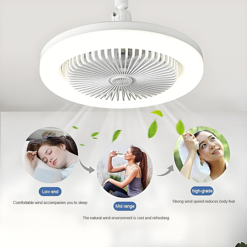 10 Inch LED 360° Rotating Ceiling Fan Light with Remote Control, 3 Color Modes &amp; 3 Speed Levels, E27/E27 Base Easy Installation, 4 Modern Designs, Ideal for Bedside Use