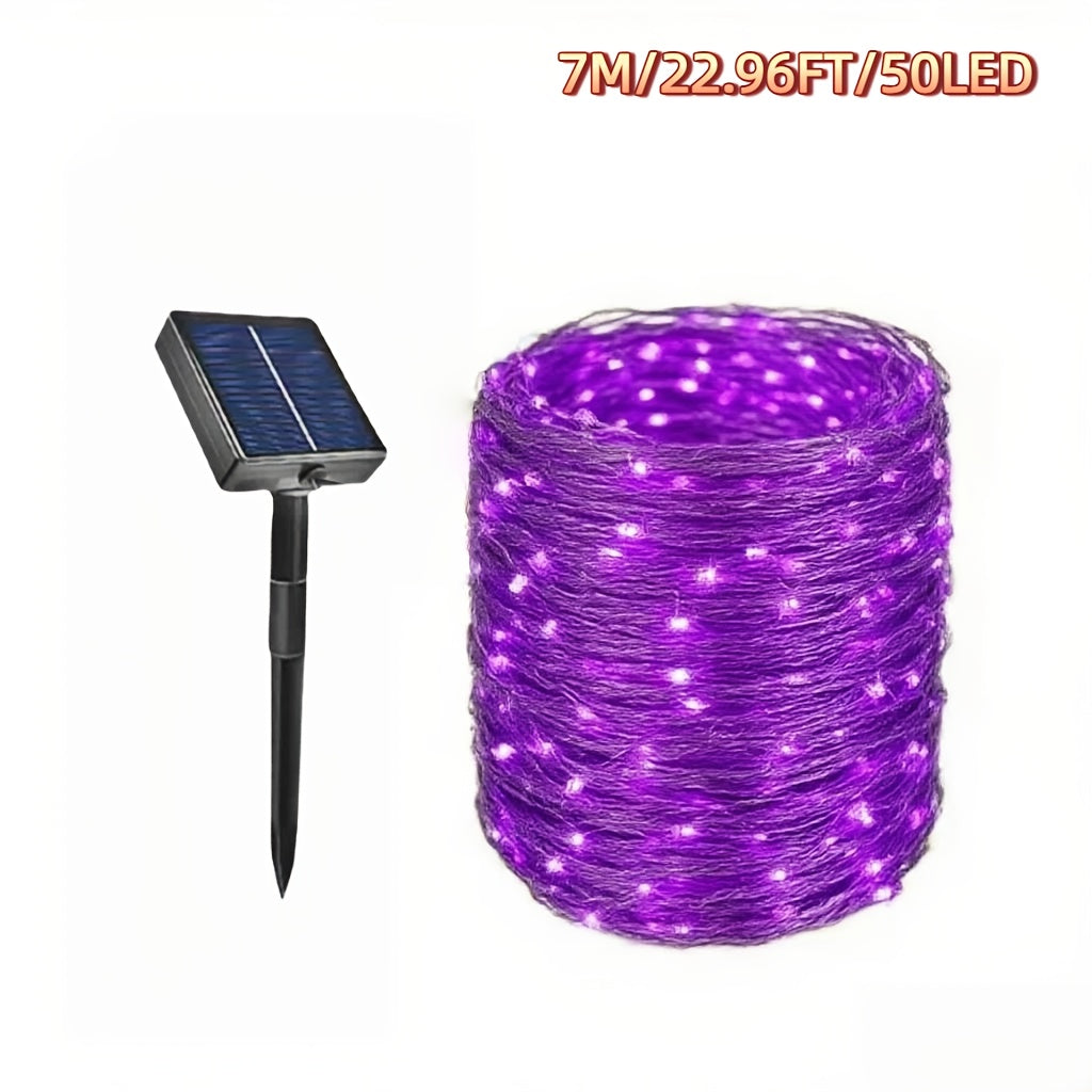50/100/200/300LED锂电高亮太阳能灯户外花园仙女串灯，适用于圣诞院子树木派对婚礼装饰闪烁灯串，适用于11个国家的节日装饰万圣节装饰品，圣诞装饰品