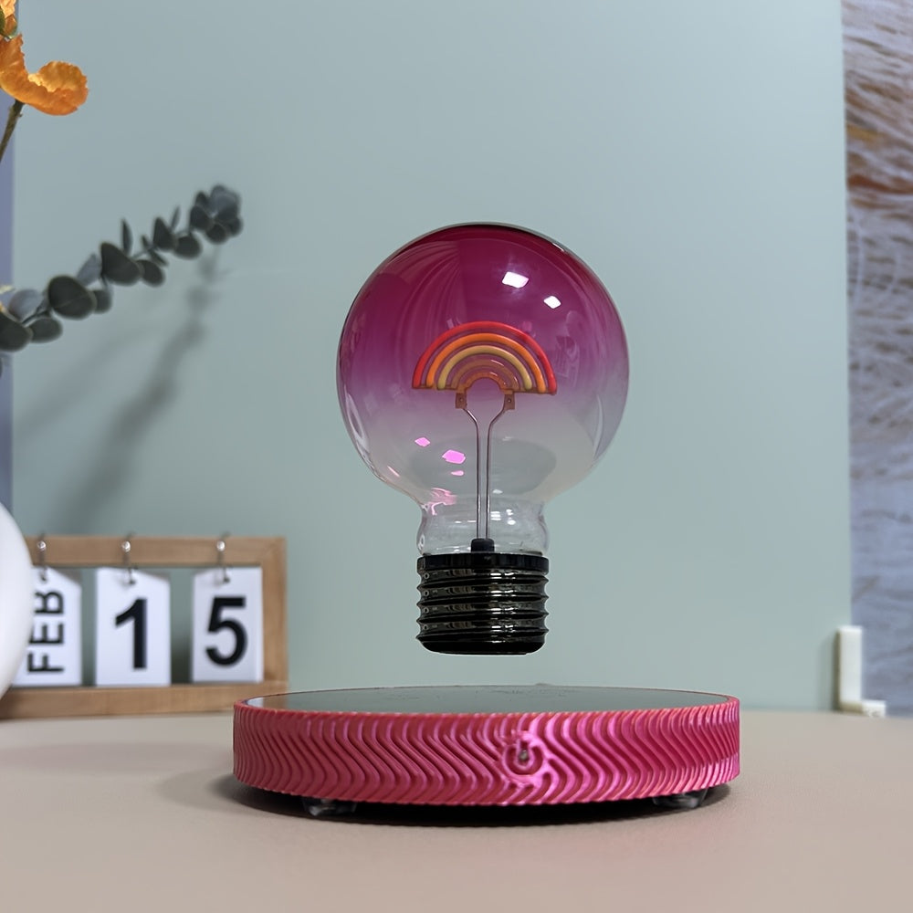 Rainbow magnetic levitation bulb, with full-angle automatic rotating light source, unique gift for home and office decoration