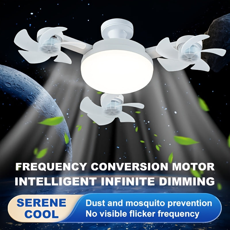 Drone Shaped Ceiling Fan with Light, LED Bulb with Remote Control, Dimmable Brightness, 3 Speed Levels, E26 Lamp Base, Quiet Operation, Lightweight & Easy Installation