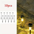 10-Piece Outdoor Stainless Steel Solar LED Light Set. Garden Decoration, IPX4 Waterproof Rating Solar Landscape Light. Suitable for Patio, Lawn, Walkway, Courtyard, Garden, Festivals, Parties, Gatherings