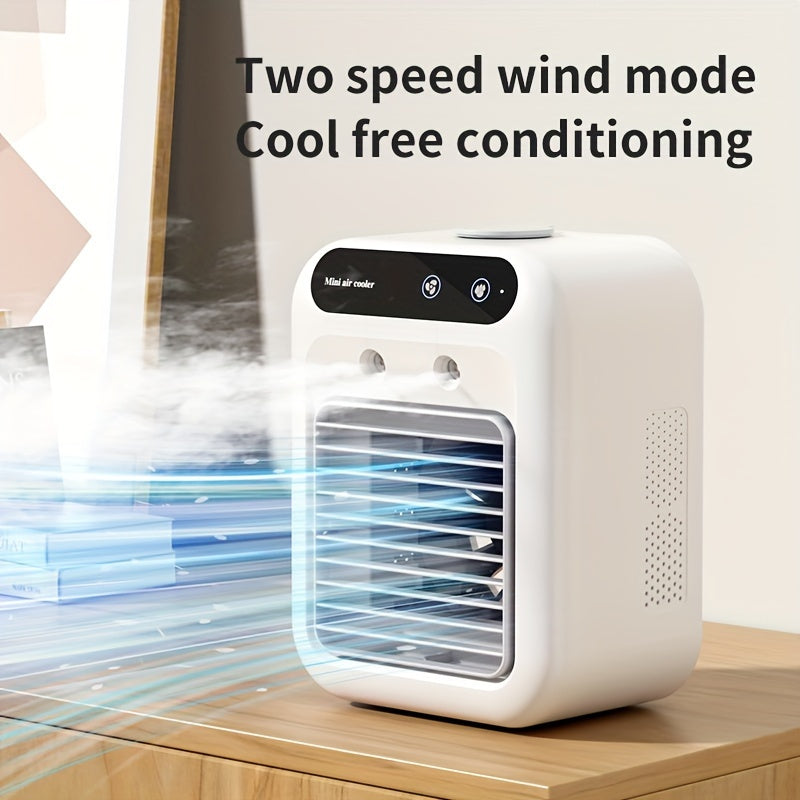 NIJ USB Desk Fan & Air Cooler, Portable Personal Cooling Fan USB Powered, Lightweight Desktop Cooler for Home Office Dorm Travel, Quiet Mini Desk Fan Built-in Lithium Battery Filter-Free, Energy Saving Cooling Device